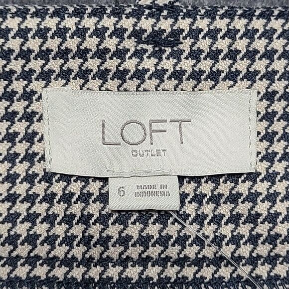 Loft Outlet Dress Trouser Pants Womens 6 Black White Houndstooth Mid Rise Career - Picture 5 of 10